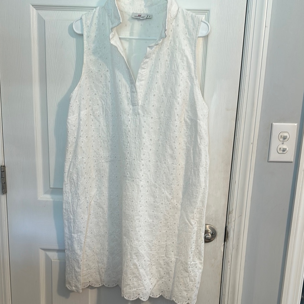 Vineyard Vines White Sleeveless Polo Collar Sheath Dress